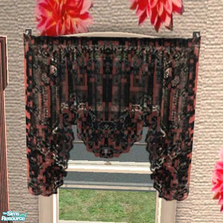 Sims 2 — Black & Rose sheer curtain valance by buntah — These are the curtains for my Oh So Rosey Bathroom set. I