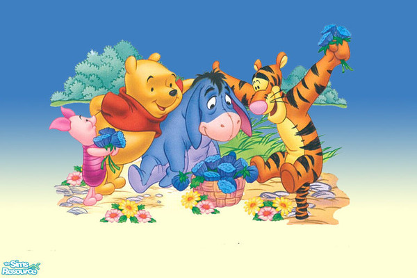 Sims 2 — Pooh and Friends by Dark_Design — Mural of Pooh and his friends picking flowers