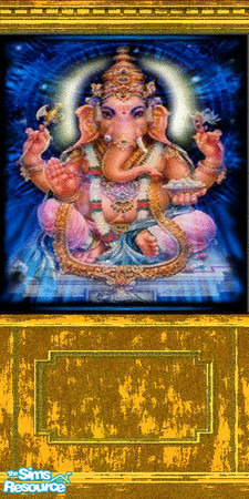 Sims 2 — Void is Ganesha by Catjana — Gold batroom-paneling with hindugod painting