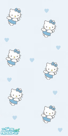 Sims 2 — Blue Hello Kitty Bed Set - Wallpaper by Jasminevs81 — Wallpaper full of Hello Kitties to match the Hello Kitty