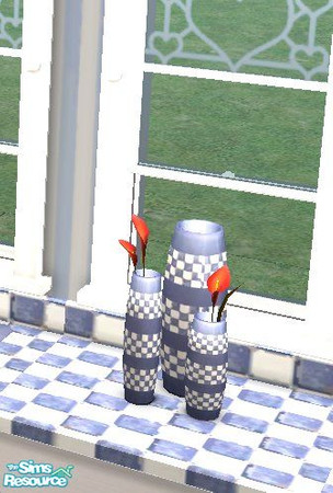 Sims 2 — Blue Checks Kitchen Vase Deco by STP Carly — Need a country feel for your kitchen? This blue and white checked