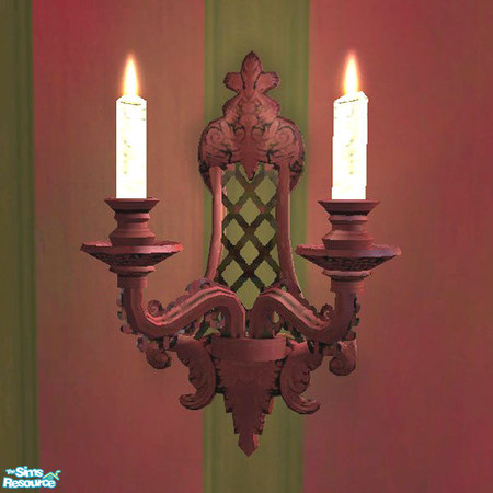Sims 2 — Red wood wall candles by buntah — This is wall candelabra for my Cozy and Warm set.