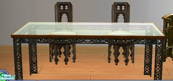 Sims 2 — Moroccan Glass Top Dining Table by SSilver — Here is Maxis' Moroccan Dining Table with a glass top.