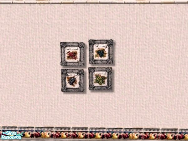 Sims 2 — Fruit Collage - grey by Bitzybus — Collage with fruit paintings to go with the set. Look at the purchase price
