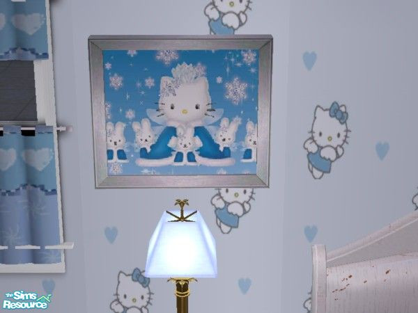 Sims 2 — Blue Hello Kitty Bed set - Framed Pictur by Jasminevs81 — A pretty winter themed picture... part of the Hello