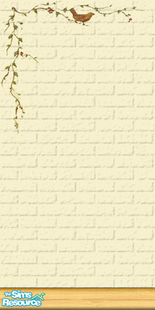 Sims 2 — Creme Painted Brick Wall- Tree Stencil L by dotcombuilder — Creme Painted Brick Wall- Tree Stencil Left Corner.