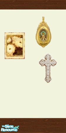 Sims 2 — antic wall by The_Unicorn — with painting and cross