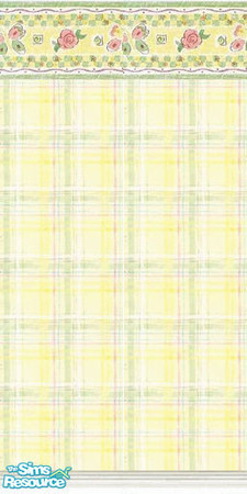 Sims 2 — fun flowers 3 by SandieB — fun flirty flower border paired with a lovely light yellow plaid