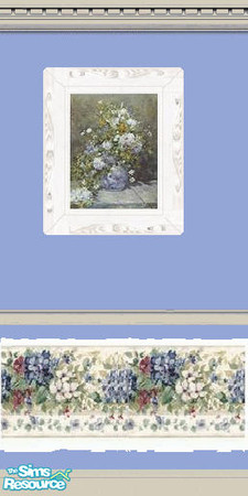 Sims 2 — Blue flower wall plain by The_Unicorn — matches the blue flower wall with painting and more