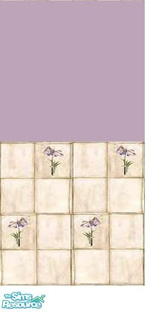 Sims 2 — Lavender Flower Bathroom Tile by sxylissy83 — This tile and paint wall dressing would look great in a bathroom.