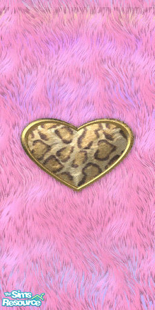 Sims 2 — Pink fur by susita68 — A pink fur wallpaper with a leopard fur heart design - for sims who enjoy the tacky side