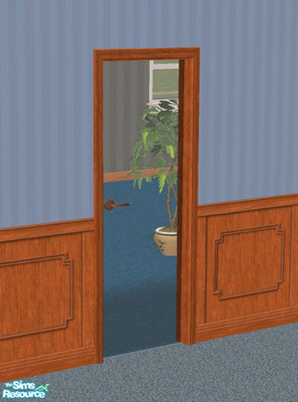 Sims 2 — Value glass door, medium wood frame by TSR Archive — Value glass door, medium wood frame