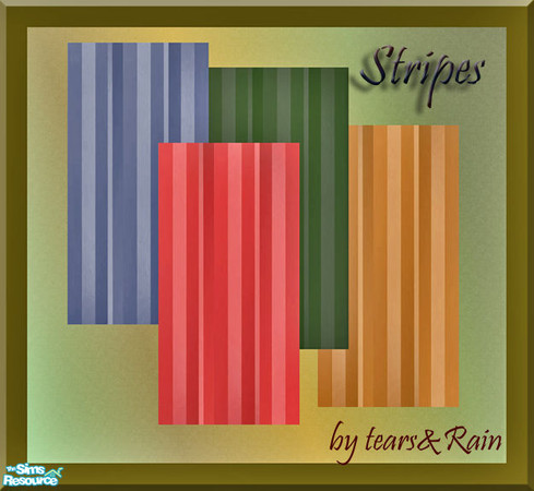 Sims 2 — Stripes A Many Set by TearsRain — Four striped wall papers including Red,Blue,Green and a Tan all TSRAA
