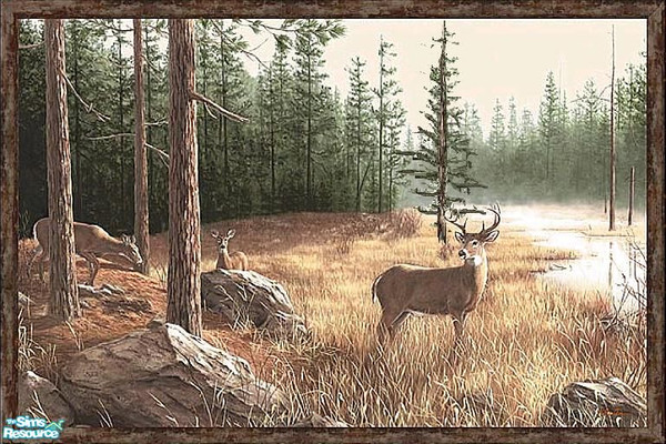 Sims 2 — Lodge Deer Mural by Lorah — More matching Lodge walls can be downloaded indiviually.