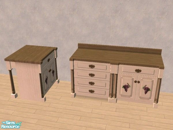 Sims 2 — Cream colored counter by Bitzybus — Cream colored counters with darker countertops as in the picture, decorated