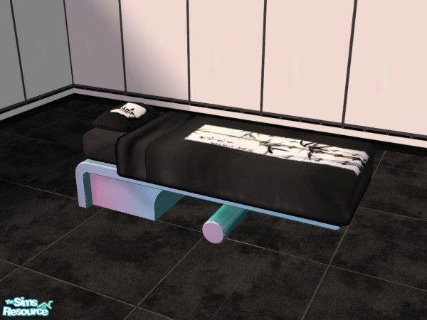 Sims 2 — Multicolored bed by Bitzybus — This is the Slim bed without the canopy in a multicolored pastel tone. (You can