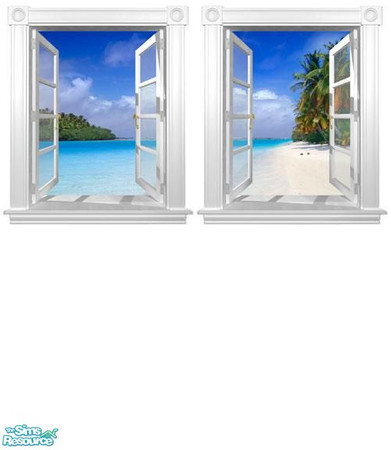 Sims 2 — Tropical Window Set by TrailRunner782 — A set of two tropical window wallpapers that go together. It gives the