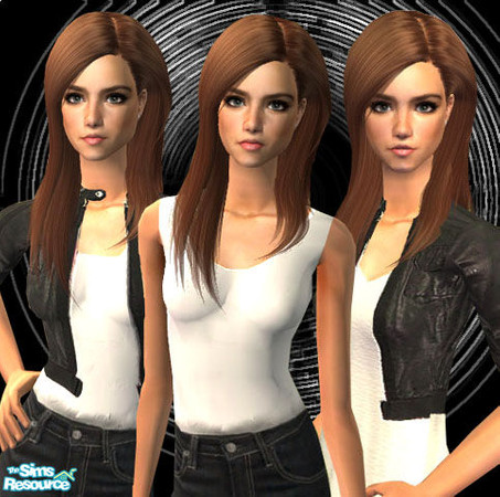 Sims 2 — Leather Set by ma.r.ie — Various outfits including leather jackets and high-waisted jeans. Mesh Needed.