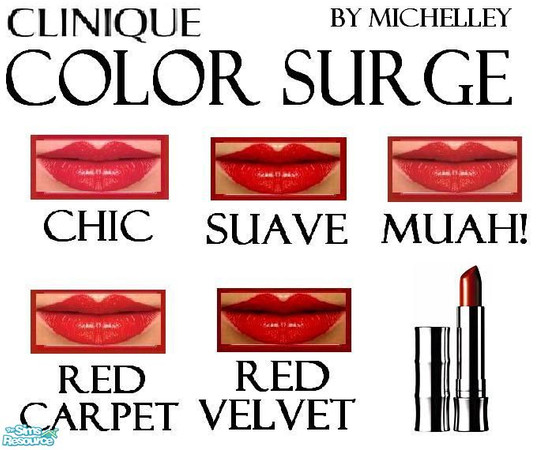 Sims 2 — Clinique Colour Surge Lipstick by MichelleySim95 — Rich and creamy color and lustrous finish that glides
