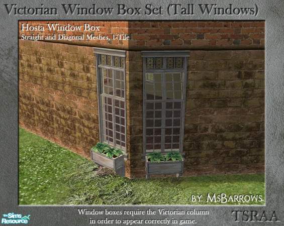 Sims 2 — Victorian Window Box - Hosta 1-Tile (Straight) by MsBarrows — Window box for straight tall 1-tile windows,