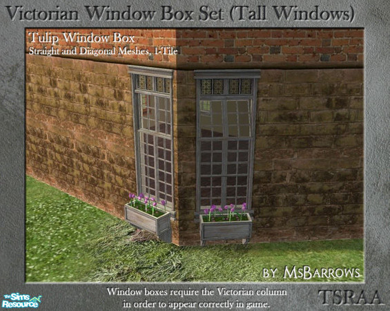 Sims 2 — Victorian Window Box - Tulips 1-Tile (Straight) by MsBarrows — Window box for straight tall 1-tile windows,