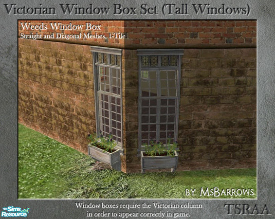 Sims 2 — Victorian Window Box - Weeds 1-Tile (Straight) by MsBarrows — Window box for straight tall 1-tile windows,