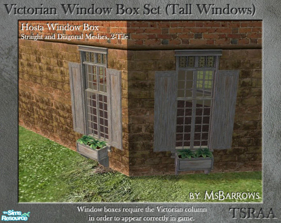 Sims 2 — Victorian Window Box - Hosta 2-Tile (Diagonal) by MsBarrows — Window box for diagonal tall 2-tile windows,