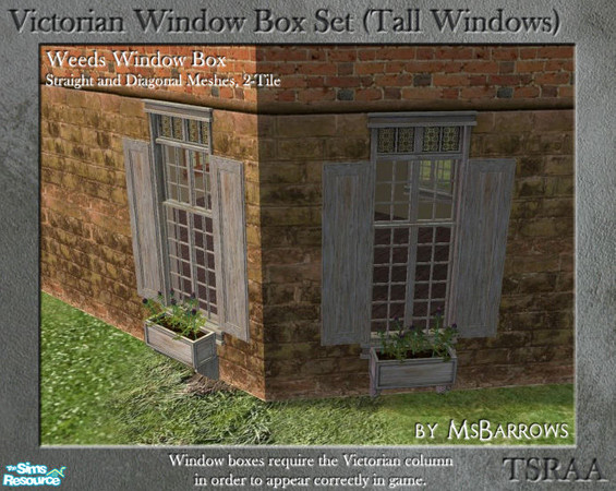 Sims 2 — Victorian Window Box - Weeds 2-Tile (Straight) by MsBarrows — Window box for straight tall 2-tile windows,