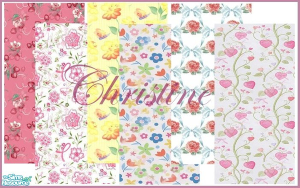 Sims 2 — Floral Print Paint Collect Dv July 2008 by cm_11778 — Beautiful, seamless floral walls for your Sim homes. As