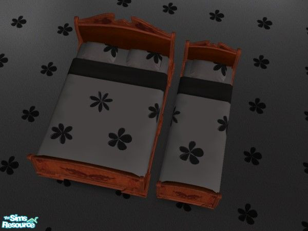 Sims 2 — Bold Black & Gray Flower Bedding by jigsawtooth — Perfect for your depressed teen girls! This file is