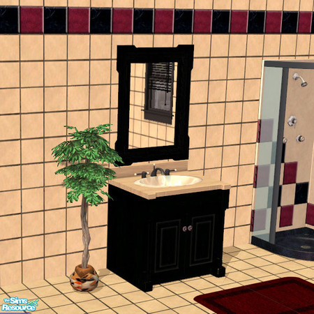 Sims 2 — Counter Burgundy Bathroom Set by cemre — Black Counter.. Part of Burgundy Bathroom Set..