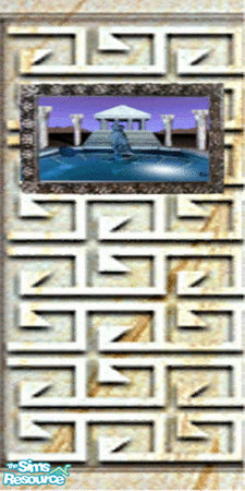 Sims 2 — Sand Stone Wall 1 by LaLunaRossa72 — Elegant sand stone with framed painting of Aphrodite. (It won't look