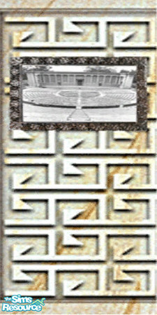 Sims 2 — Sand Stone Wall 2 by LaLunaRossa72 — Elegant sand stone with framed photo of ancient theatre of Epidaurus. (It