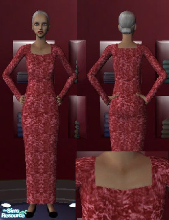 Sims 2 — Raspberry Velvet Elder by Shalea — Crushed velvet formal in raspberry.