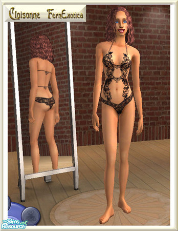 Sims 2 — FEDelilace2 by Cloisonne — Glitter effect lace all in one lingerie.