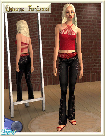 Sims 2 — FEWebtop3 by Cloisonne — Red glittery top.