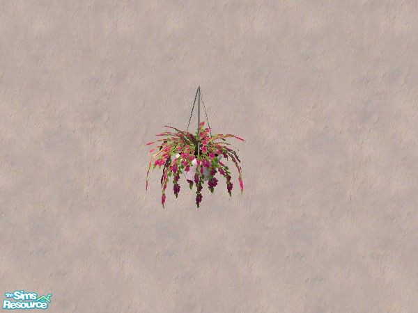 Sims 2 — Falling Fern plant 2 by Bitzybus — A makeover for the falling Fern plant. Pink flowers.