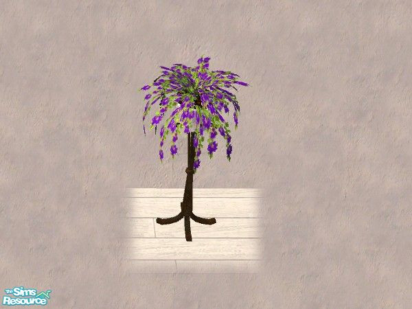 Sims 2 — Fern plant 3 by Bitzybus — A makeover for the Fern plant. Purple flowers.
