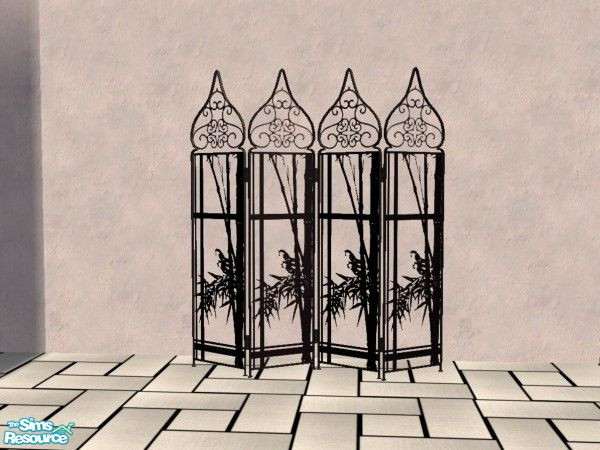 Sims 2 — Black Screen by Bitzybus — Black metal screen with Bamboo cut outs.