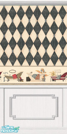 Sims 2 — Harlequin Bathroom by Merlin_of_Simtonia — Be different and have a harlequin pattern on your bathroom wall.