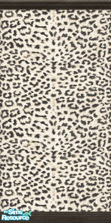 Sims 2 — "Snow Leopard" wallpaper 2 by TSR Archive — "Snow Leopard" wallpaper with dark wood border.