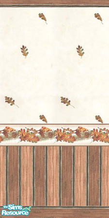 Sims 2 — Oak Leaf Wall 2 by TSR Archive — Charming tiny oak leaf print walls ($4) with a matching oak border and rustic