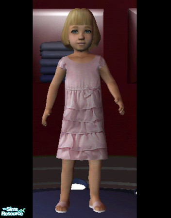 Sims 2 — Satin Pink Ruffled Dress by clcny20 — A pink satin ruffled dress for toddler girls, based on a dress from Baby