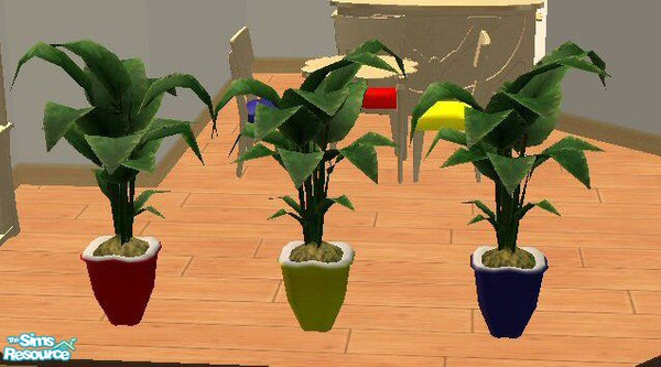 Sims 2 — Blue Planter (with plant) by SSilver — Part of my Primary Colors Dining Set.
