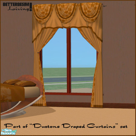 Sims 2 — Duotone Draped Curtains, Caramel by BetterbeSim — Draped curtains matching the BetterbeSim's Duotone beddings.