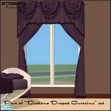 Sims 2 — Duotone Draped Curtains, Purple by BetterbeSim — Draped curtains matching the BetterbeSim's Duotone beddings.