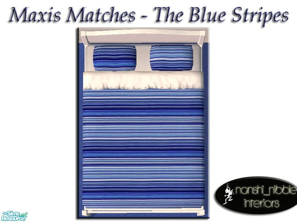 Sims 2 — The Blue Stripes - Bedlinen by TSR Archive — Crisp white sheets teamed with bluestriped pillows and duvet.