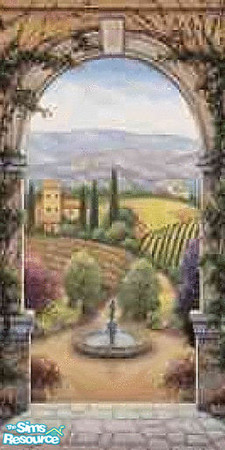 Sims 2 — Italy 2 by Lorah — This is a set of 4 walls in brick. Green, brown, cream, blue