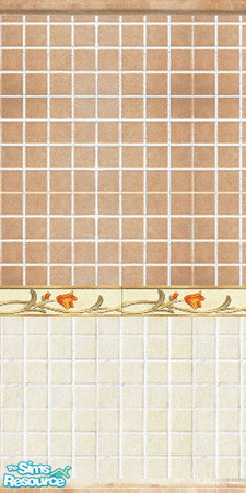 Sims 2 — Brown with orange flower by Trollsan — A brown wall with a orange flower.
