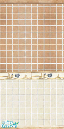 Sims 2 — Brown with blue flower by Trollsan — A brown bathroomwall with a nice blue flower.